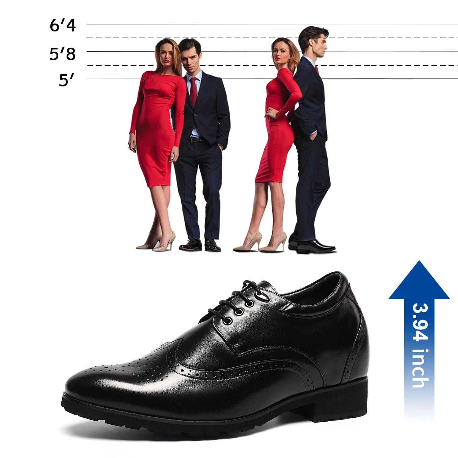 10 CM / 3.94 Inches Taller - CMR CHAMARIPA Height Increasing Dress Shoes That Make Men Taller 10CM