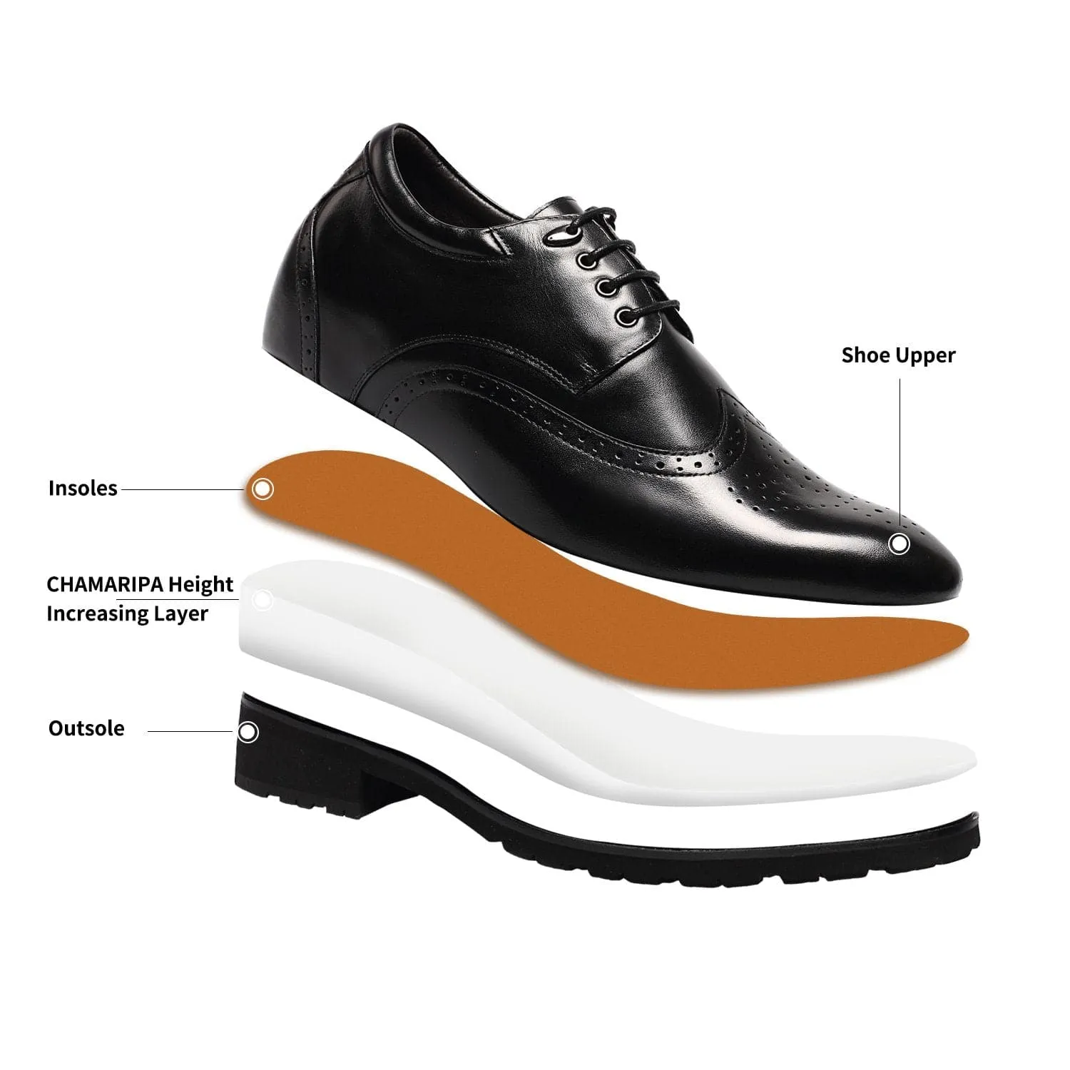 10 CM / 3.94 Inches Taller - CMR CHAMARIPA Height Increasing Dress Shoes That Make Men Taller 10CM