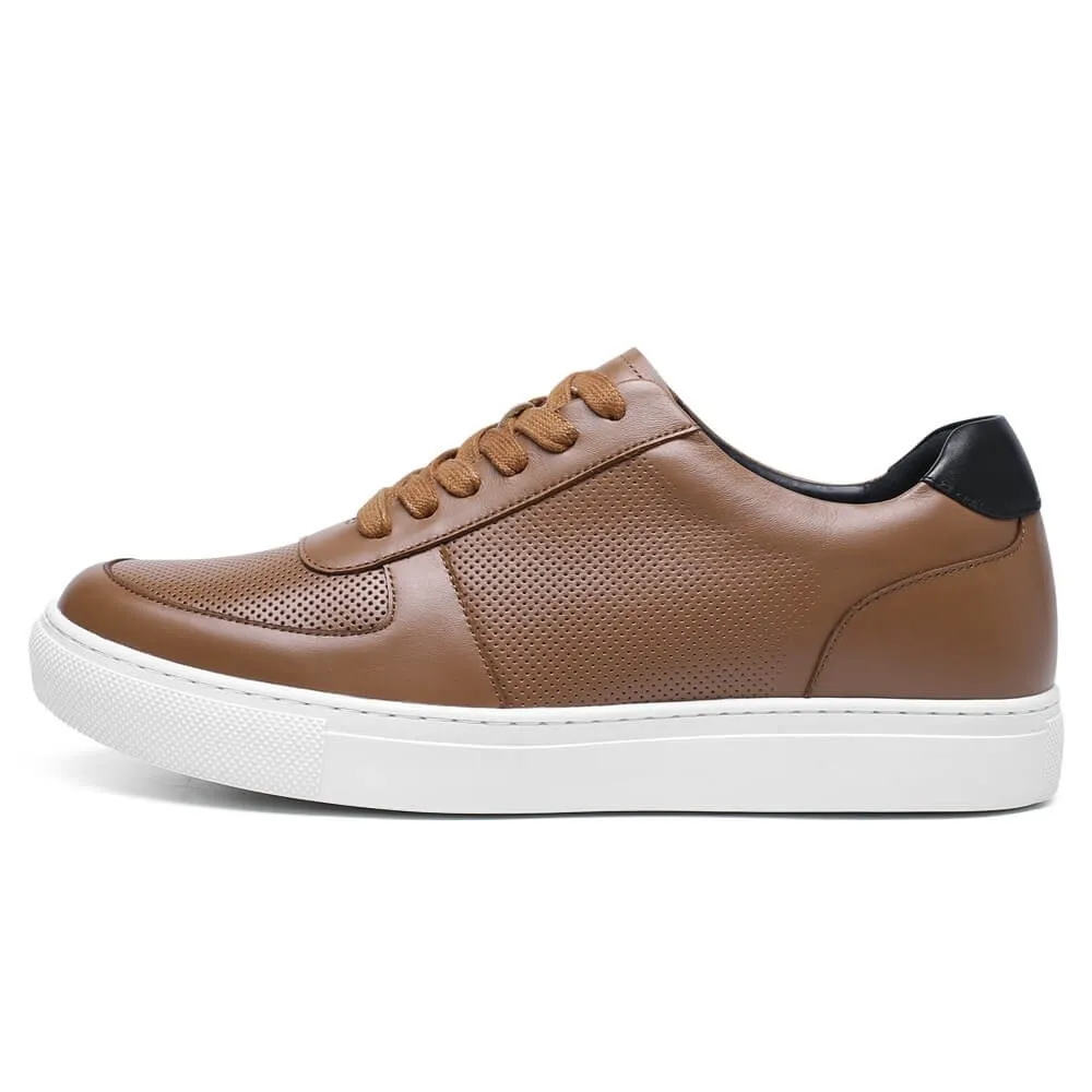 6 CM/2.36 Inches CMR CHAMARIPA Height Increasing Shoes - Breathable Brown Leather Men's Shoes