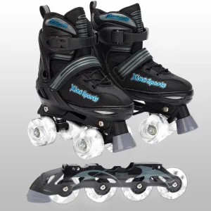 Adjustable Quad Skates | Inline Skates Combo for Kids, Youth