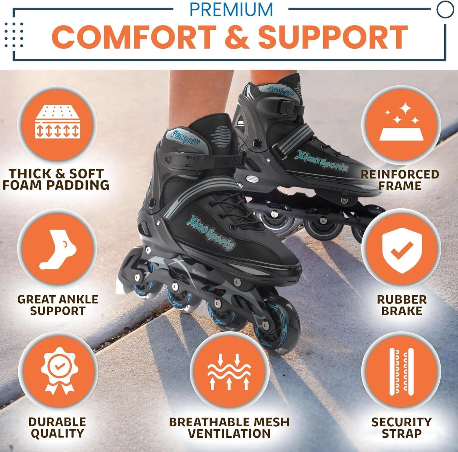 Adjustable Quad Skates | Inline Skates Combo for Kids, Youth
