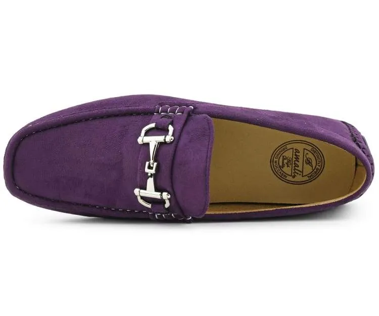 Amali Walken Purple Men’s Suede Driving Shoes