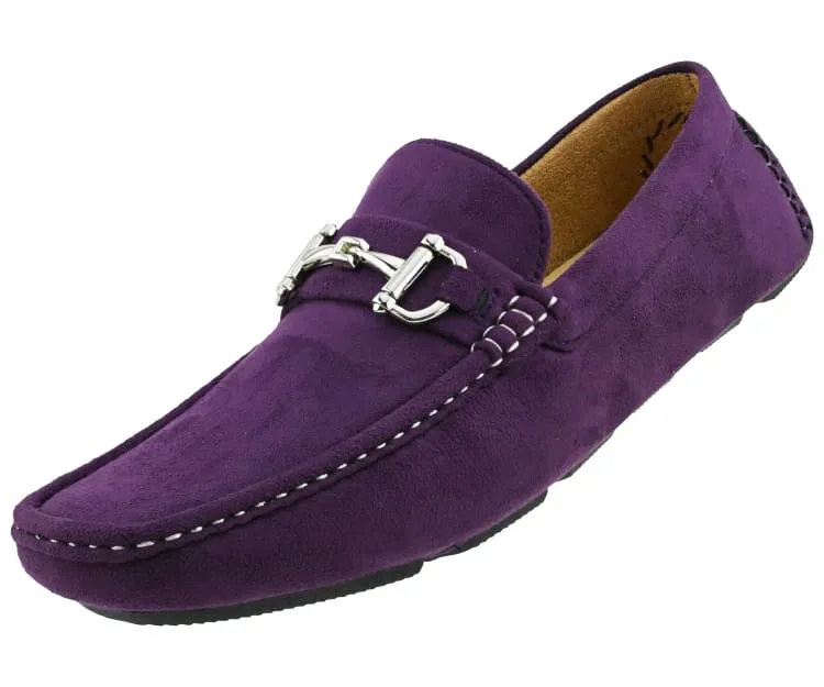 Amali Walken Purple Men’s Suede Driving Shoes