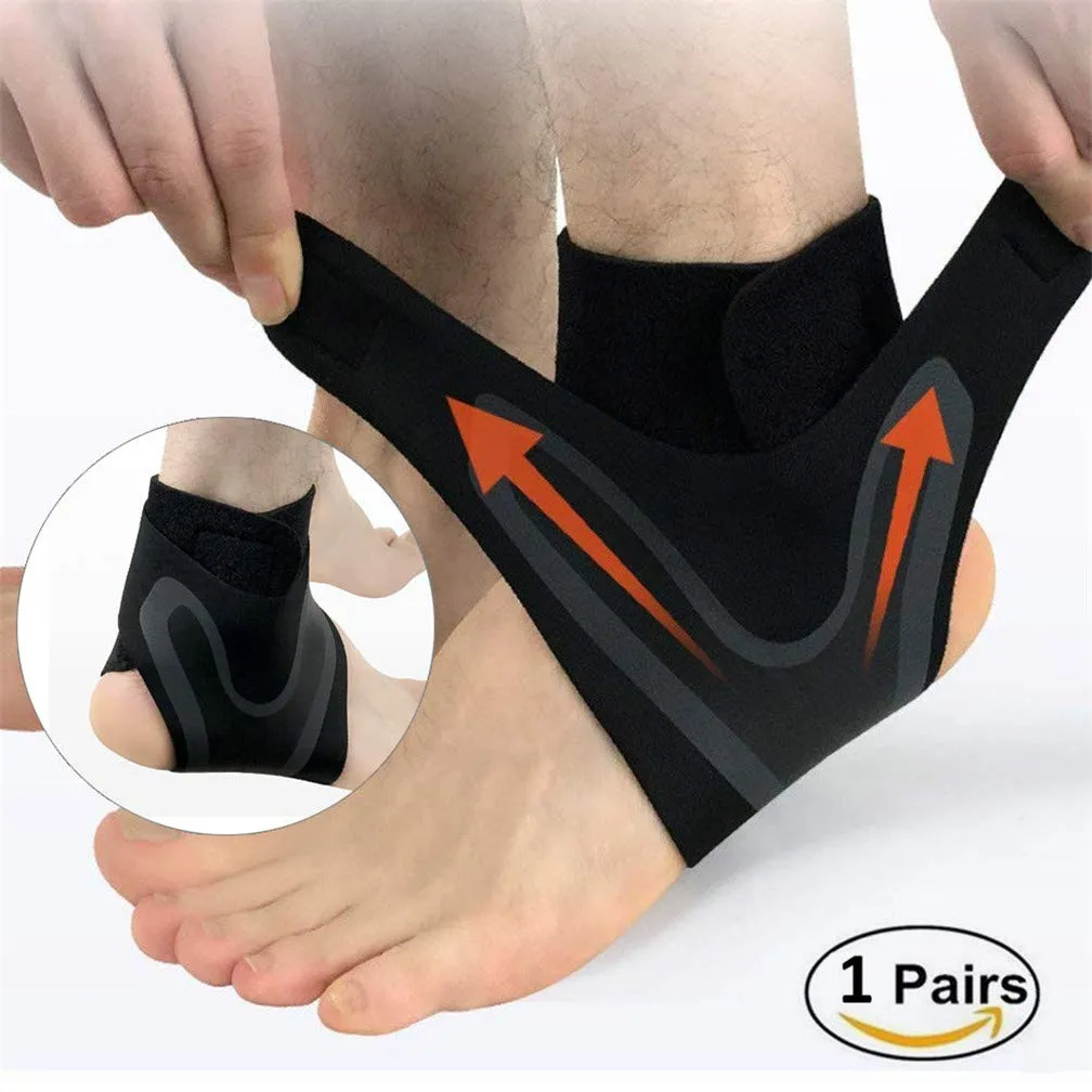 Ankle Support Brace, Adjustable Ankle Strain Protector Strap, Against Sprains Arthritis Compression Wrap Stabilizer, Pain Relief Foot Sleeve for Basketball Sport Injuries Recovery, 1 Pairs (M) M