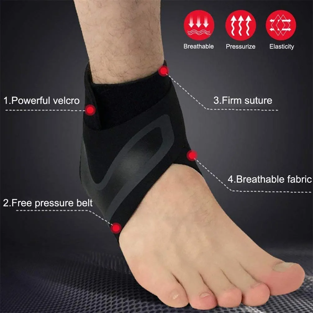 Ankle Support Brace, Adjustable Ankle Strain Protector Strap, Against Sprains Arthritis Compression Wrap Stabilizer, Pain Relief Foot Sleeve for Basketball Sport Injuries Recovery, 1 Pairs (M) M