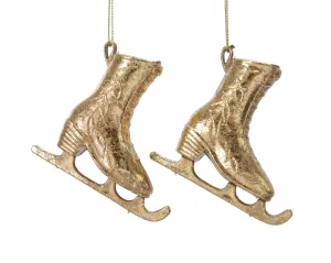 Antique Gold Plastic Ice Skates Hanging Bauble