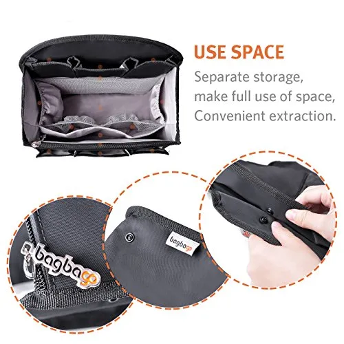 Bag in Bag Shoulders Bag Rucksack Insert Backpack Organizer fit MCM,Black (Large)
