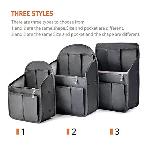 Bag in Bag Shoulders Bag Rucksack Insert Backpack Organizer fit MCM,Black (Large)