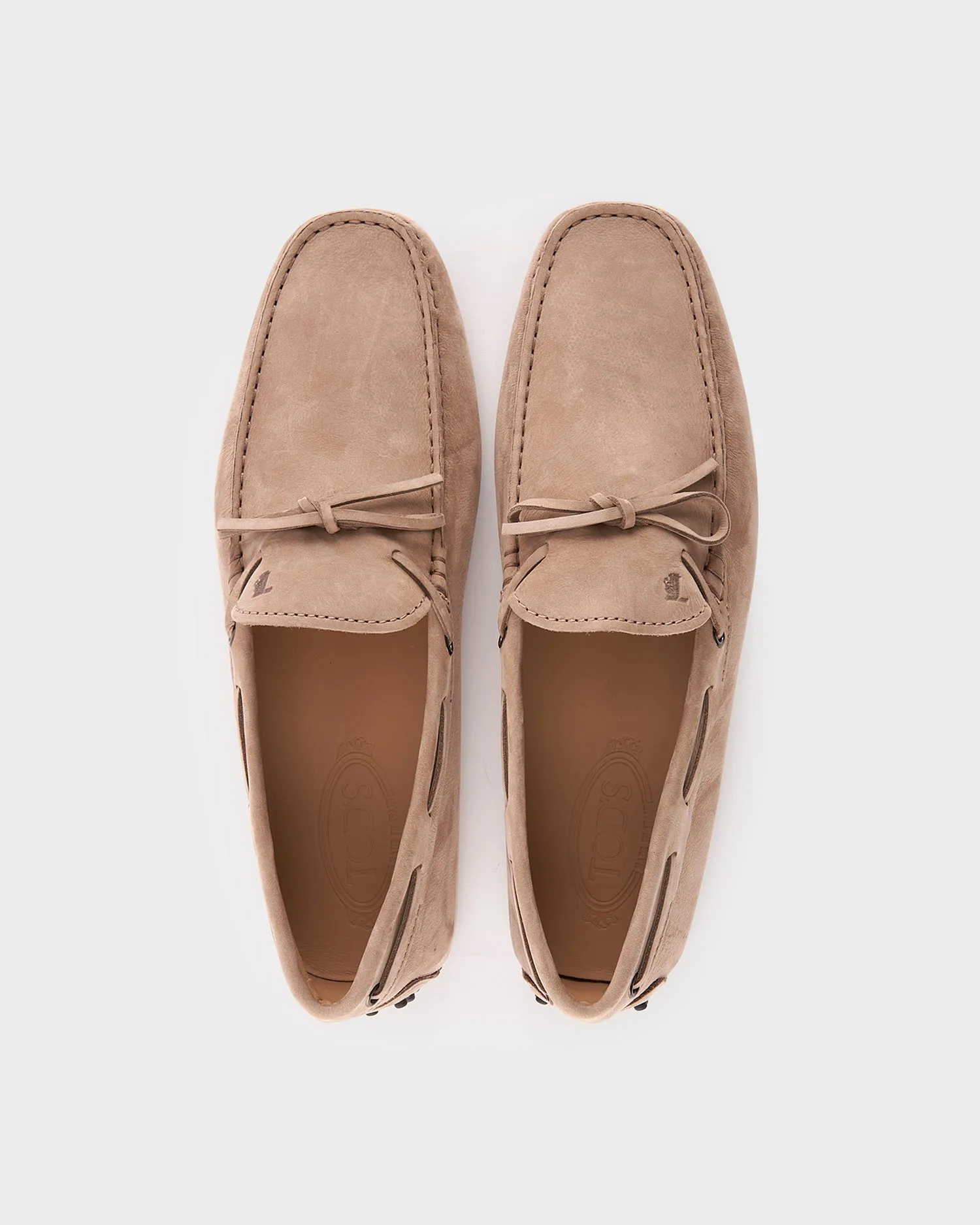 Beige Nubuck Gommini Driving Shoes