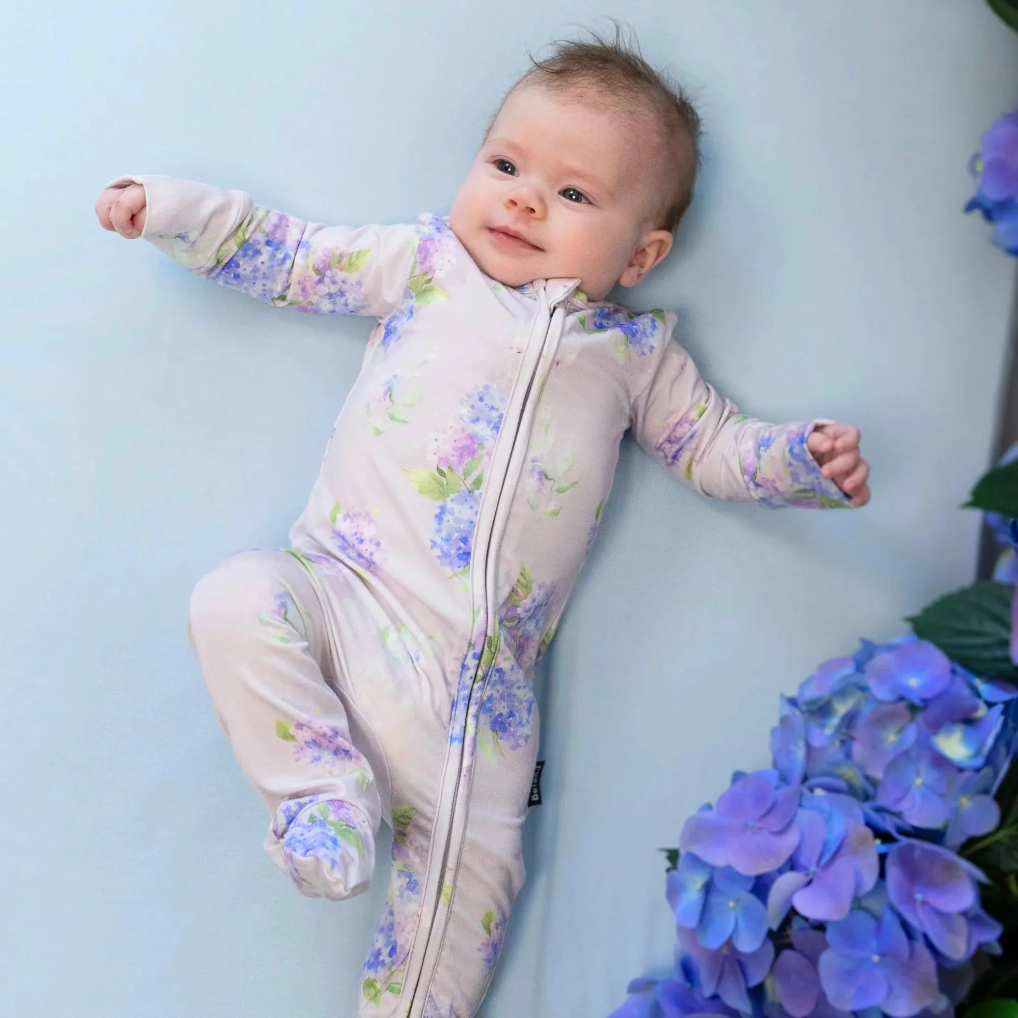 BELAN J Footed Zipper Sleeper - Hydrangeas