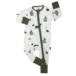 BELAN J Footless Sleeper with Fold-over Cuffs - Black Bears