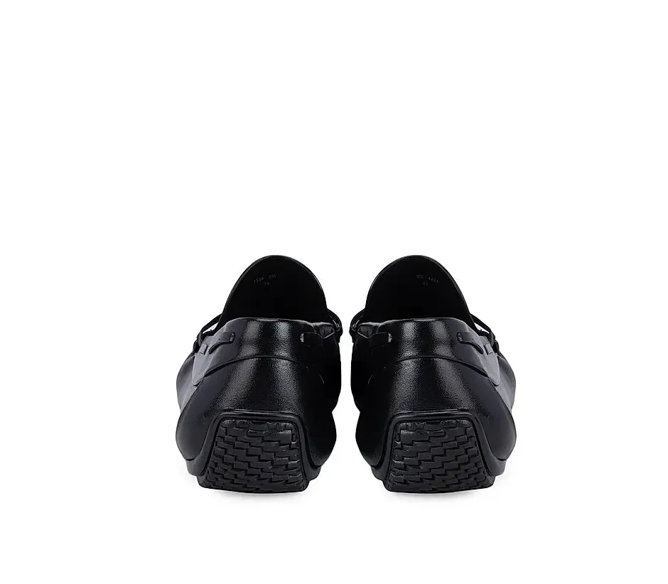Black Tassel Leather Moccasins