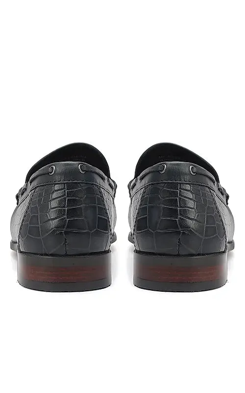 Blue Croco Textured Heel Moccasins