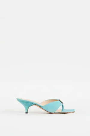 Blue Suede Coin Embellished Heeled Sandal