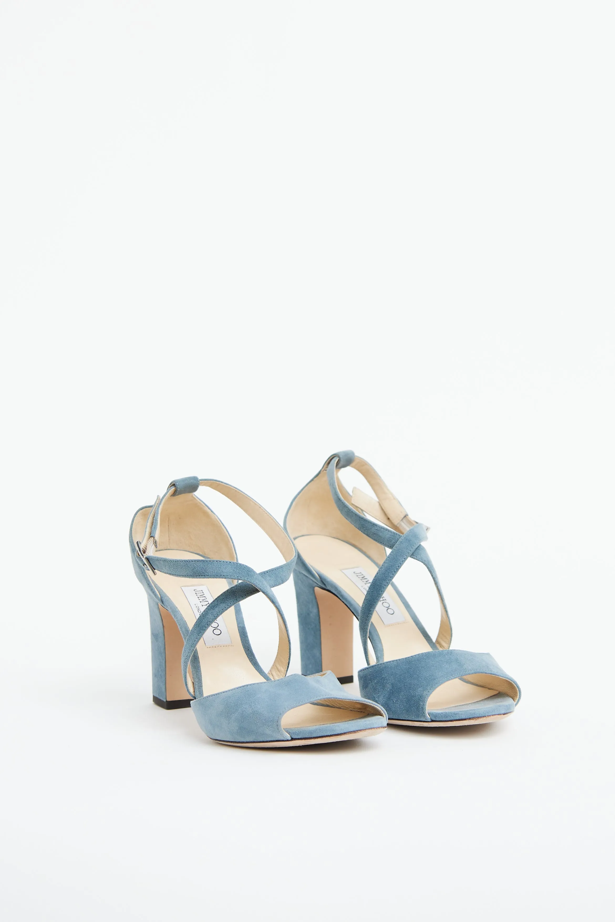 Blue Suede Heeled Sandal