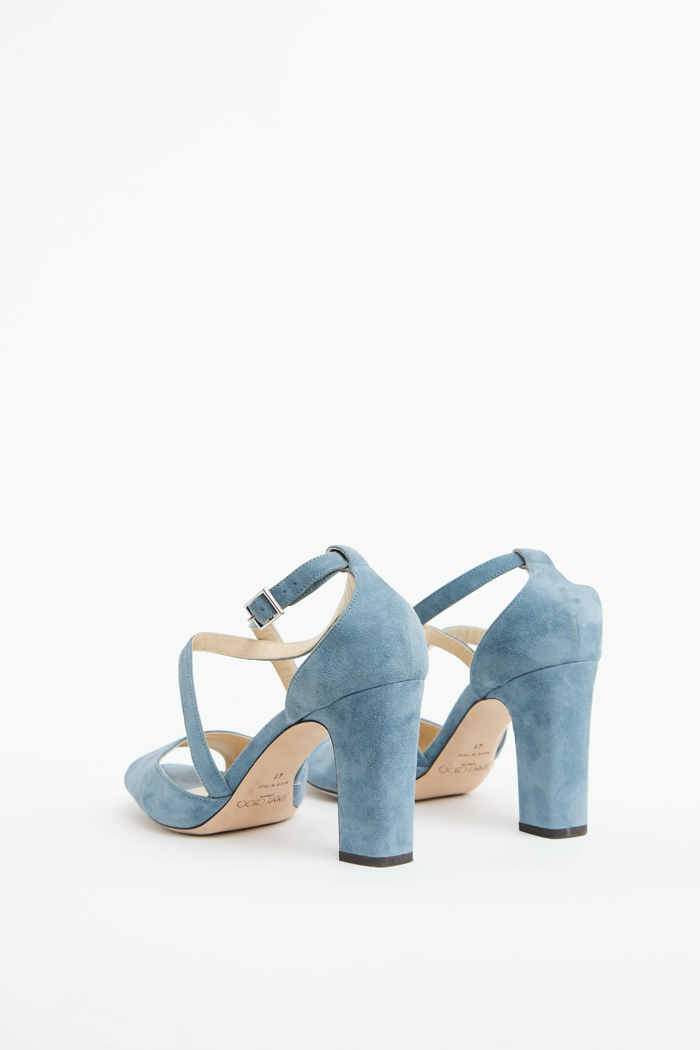 Blue Suede Heeled Sandal