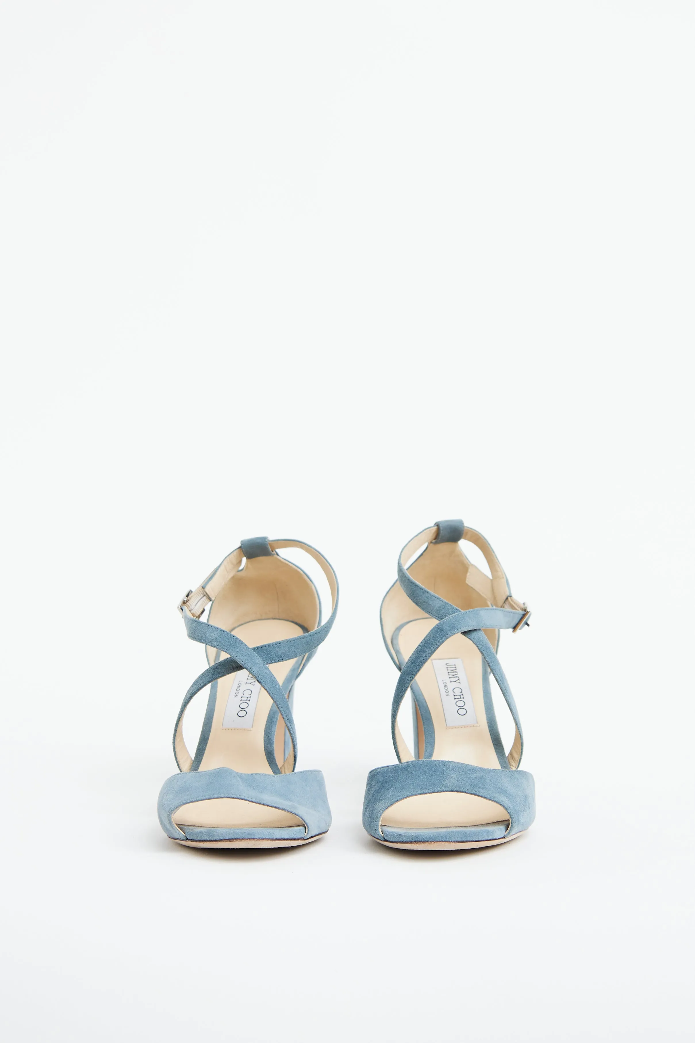 Blue Suede Heeled Sandal