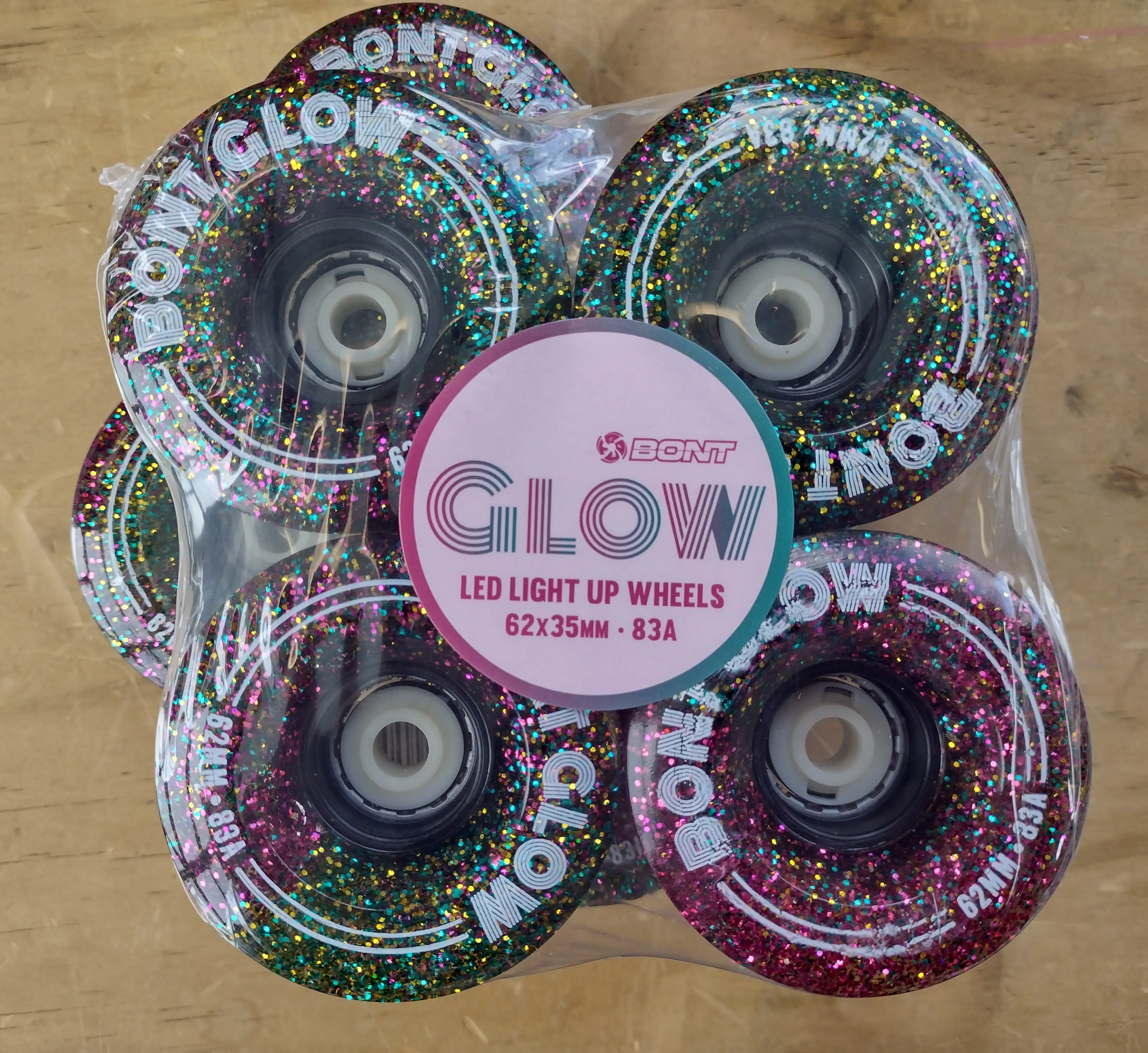 Bont Glow Light Up LED Rollerskate Wheels Pack of 4