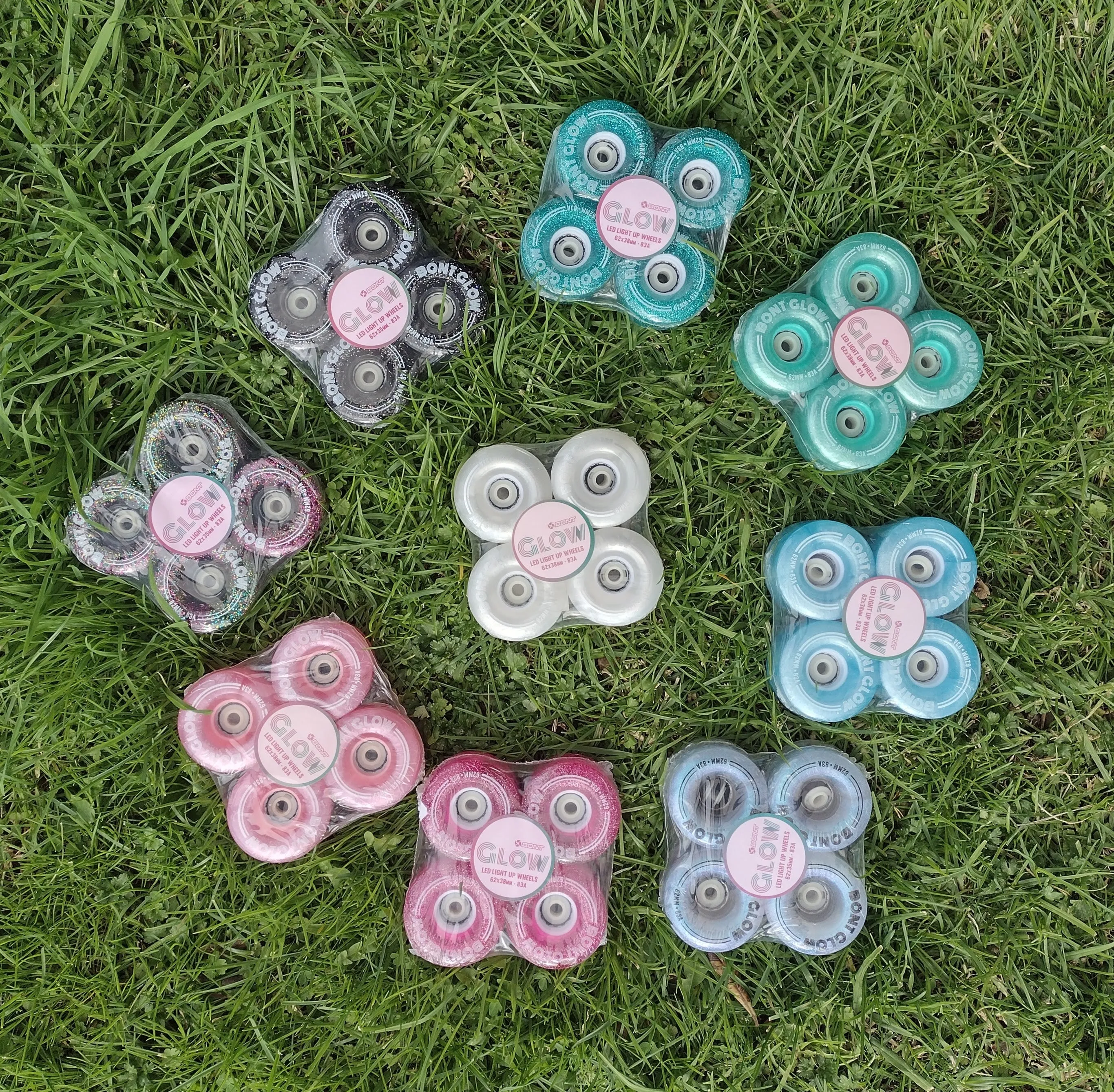 Bont Glow Light Up LED Rollerskate Wheels Pack of 4