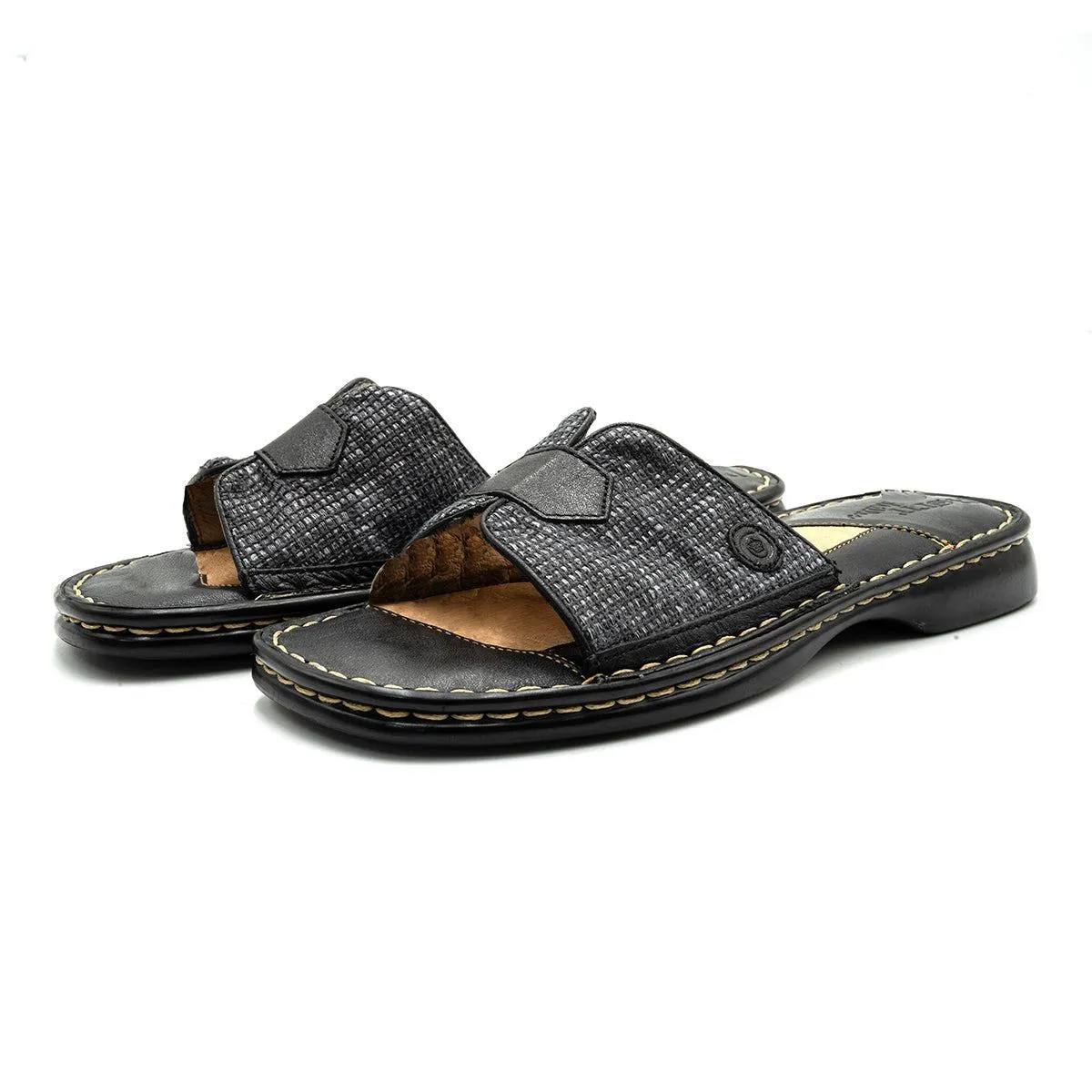 Born Drilles Slide Sandals Sliders Fabric Black Colour For Women