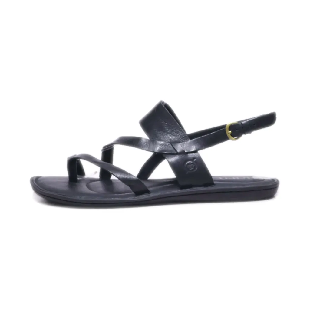 Born Favignana Flat Sandals Leather Black Colour For Women