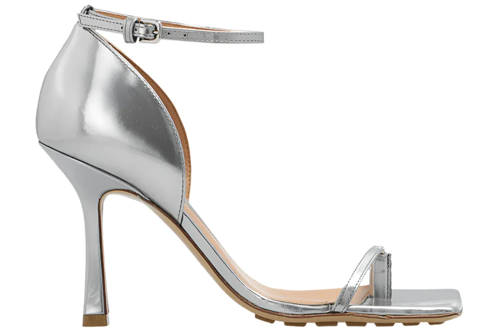 Bottega Veneta New Women's Open Toe Heeled Shoes In Silver