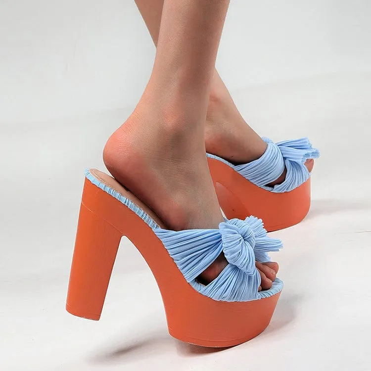 Bow Decor Heeled Sandals