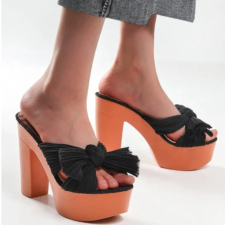 Bow Decor Heeled Sandals