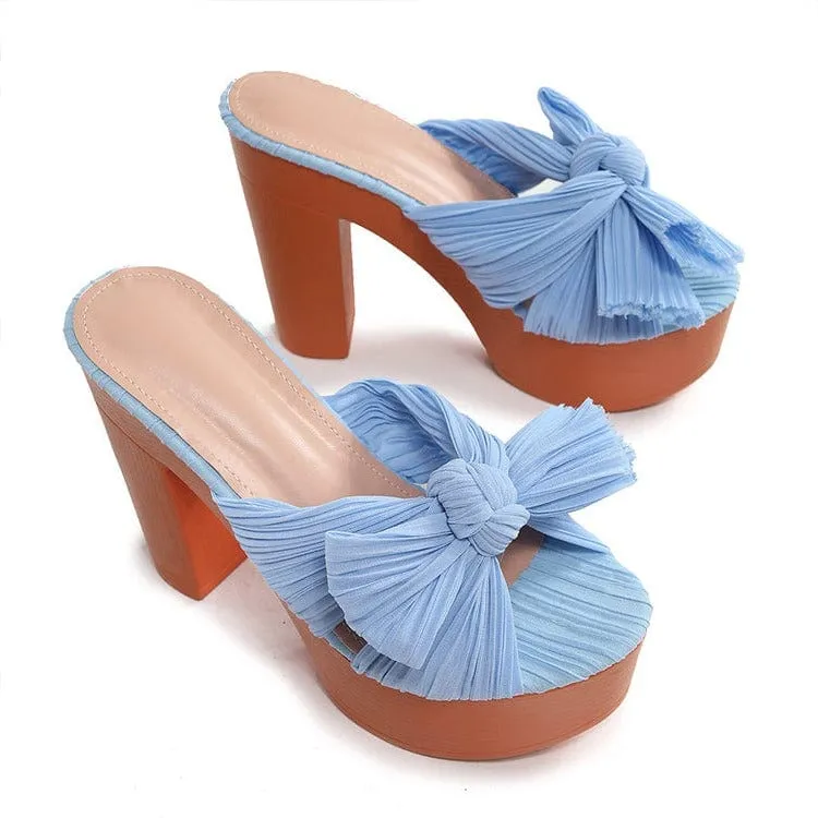 Bow Decor Heeled Sandals