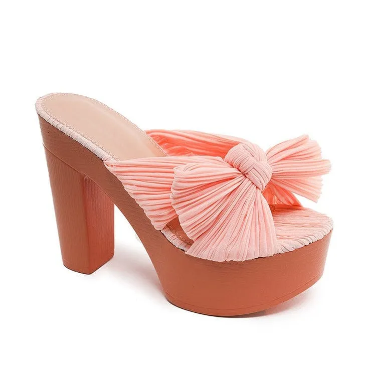 Bow Decor Heeled Sandals