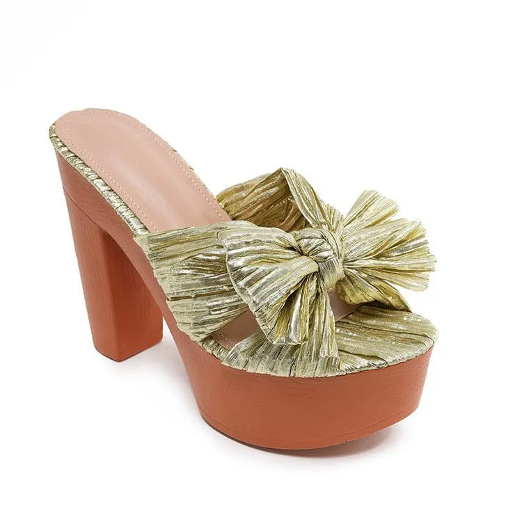 Bow Decor Heeled Sandals