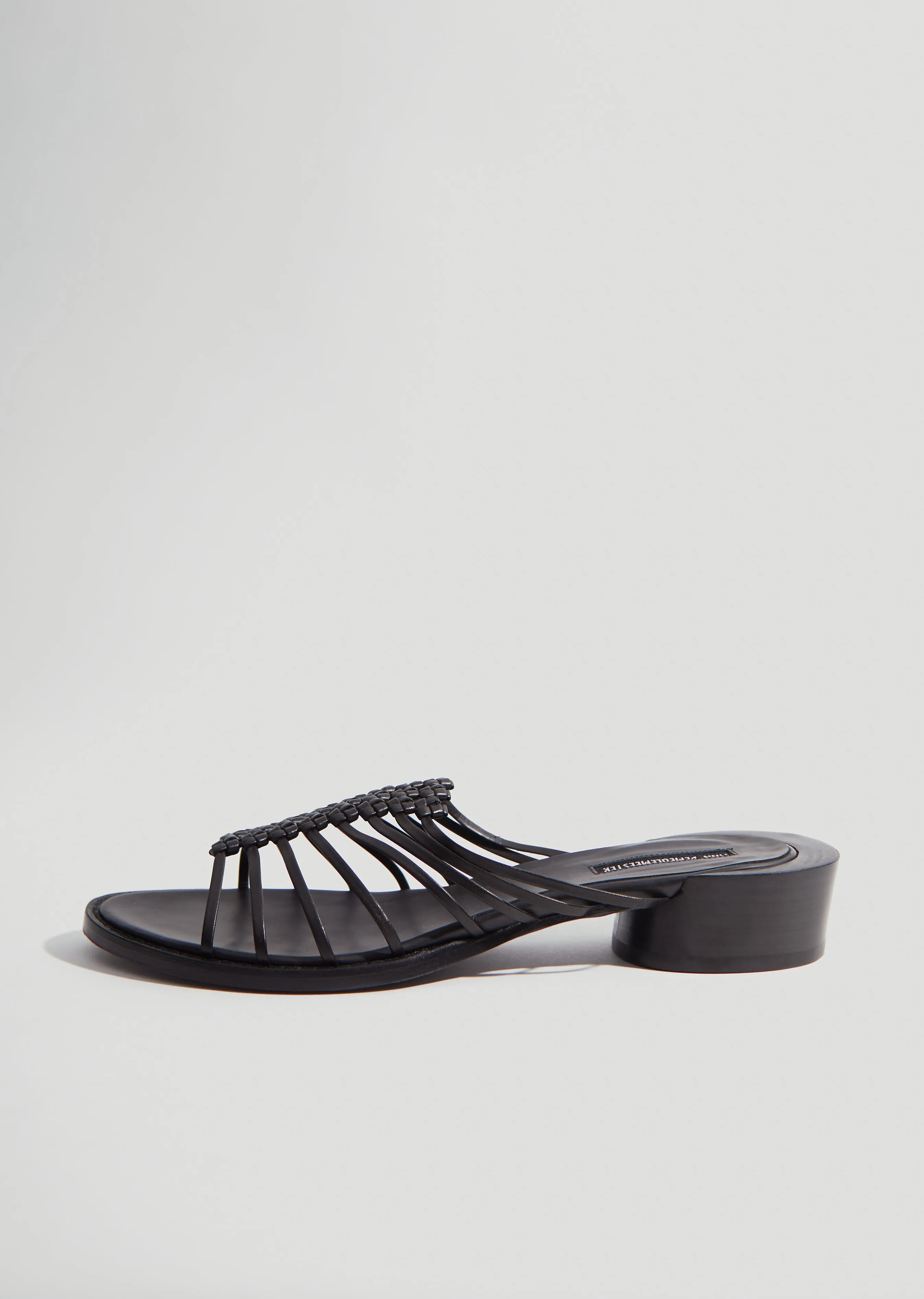 Braided Leather Heeled Slides