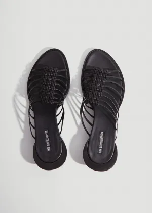 Braided Leather Heeled Slides