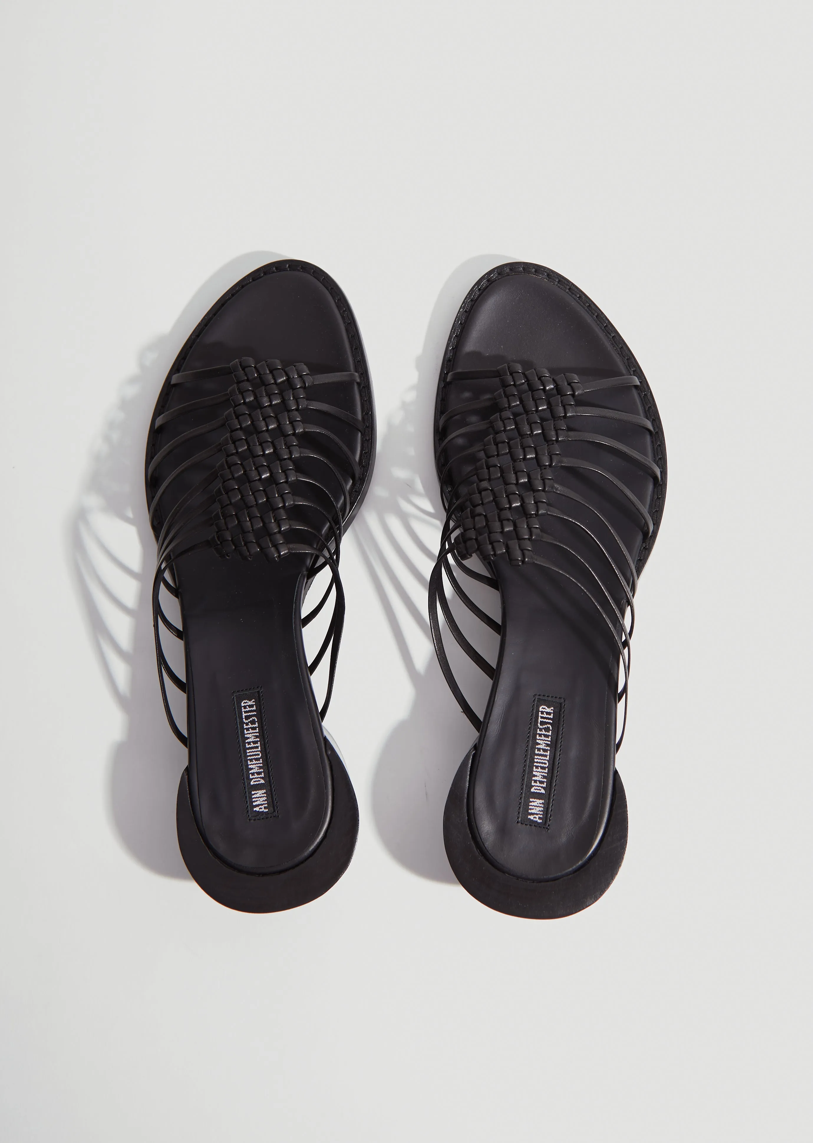 Braided Leather Heeled Slides