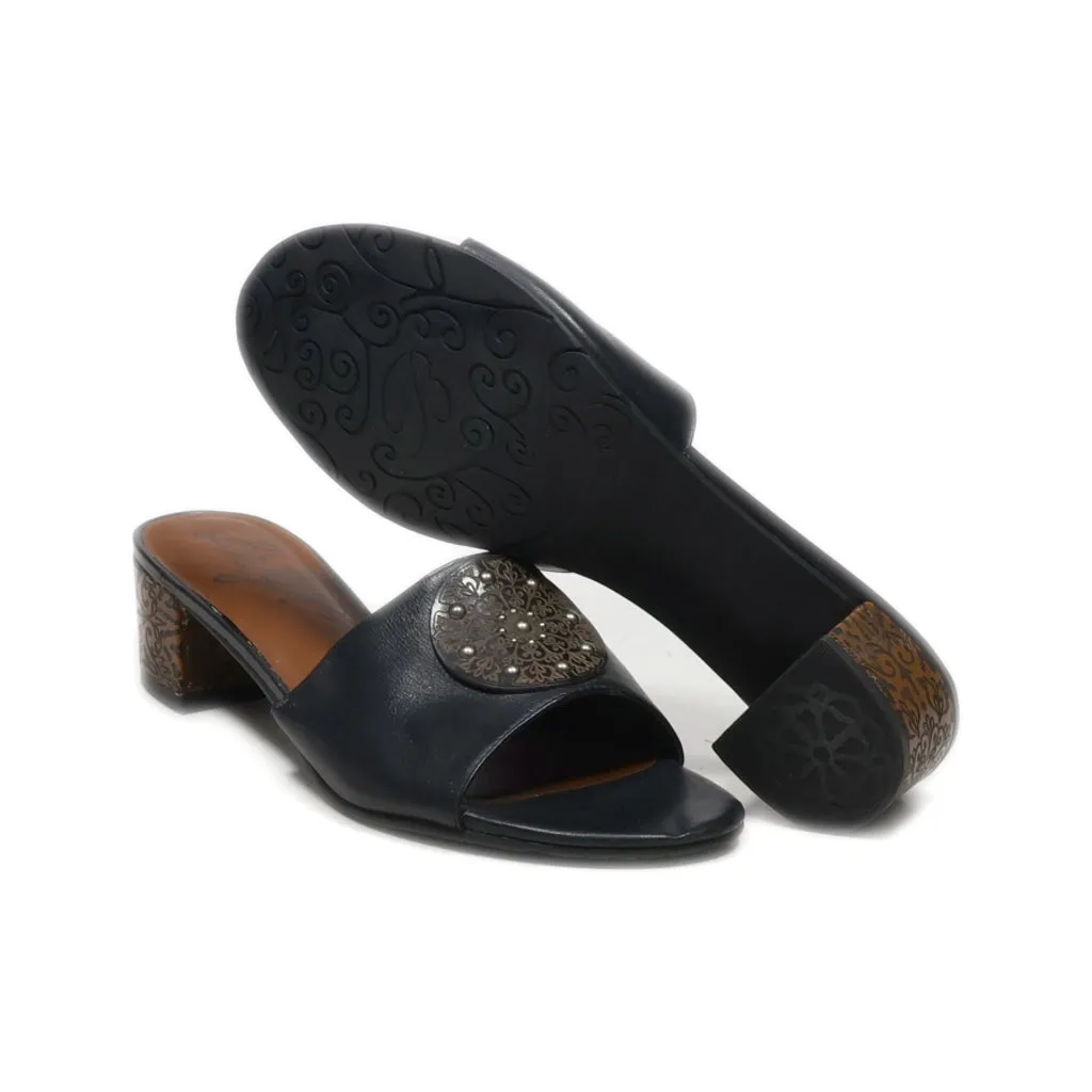 Brighton Mid-Heel Sandals Leather Black Colour For Women