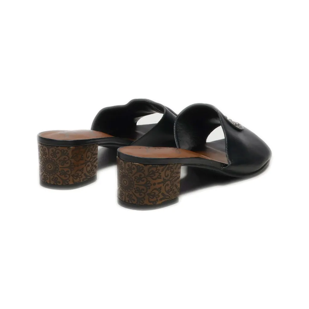 Brighton Mid-Heel Sandals Leather Black Colour For Women