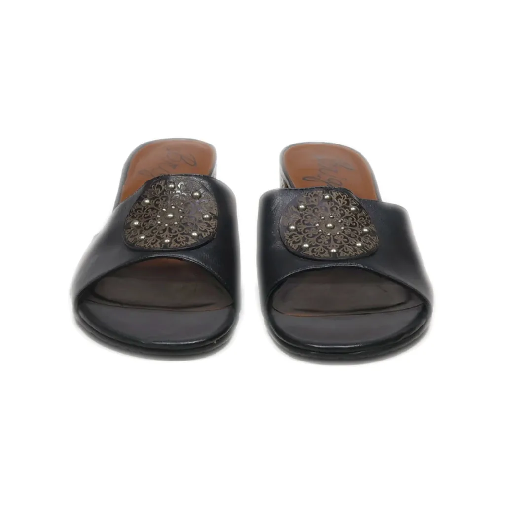 Brighton Mid-Heel Sandals Leather Black Colour For Women