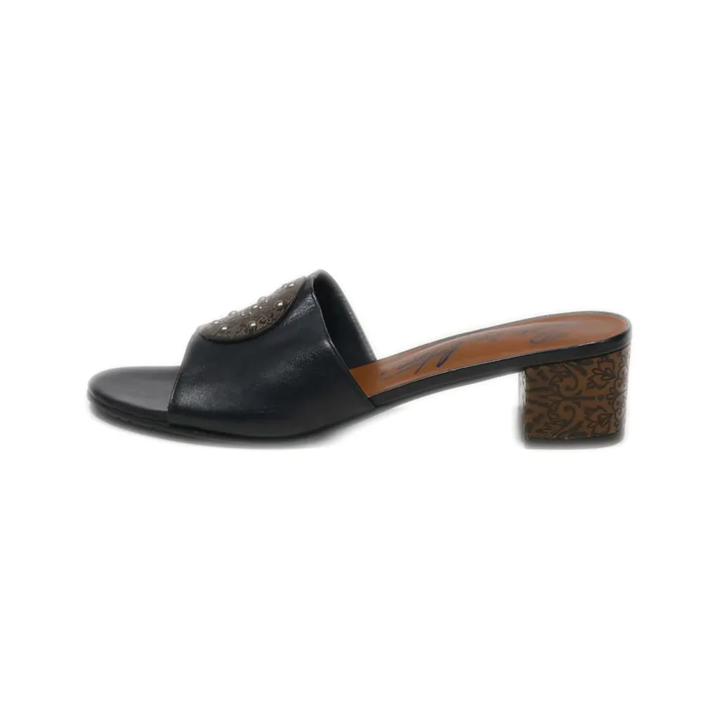 Brighton Mid-Heel Sandals Leather Black Colour For Women