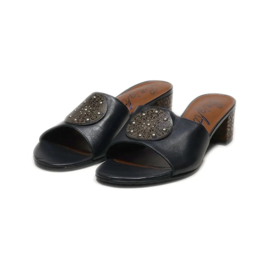 Brighton Mid-Heel Sandals Leather Black Colour For Women