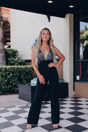Broadway Sequin Top Jumpsuit - Black
