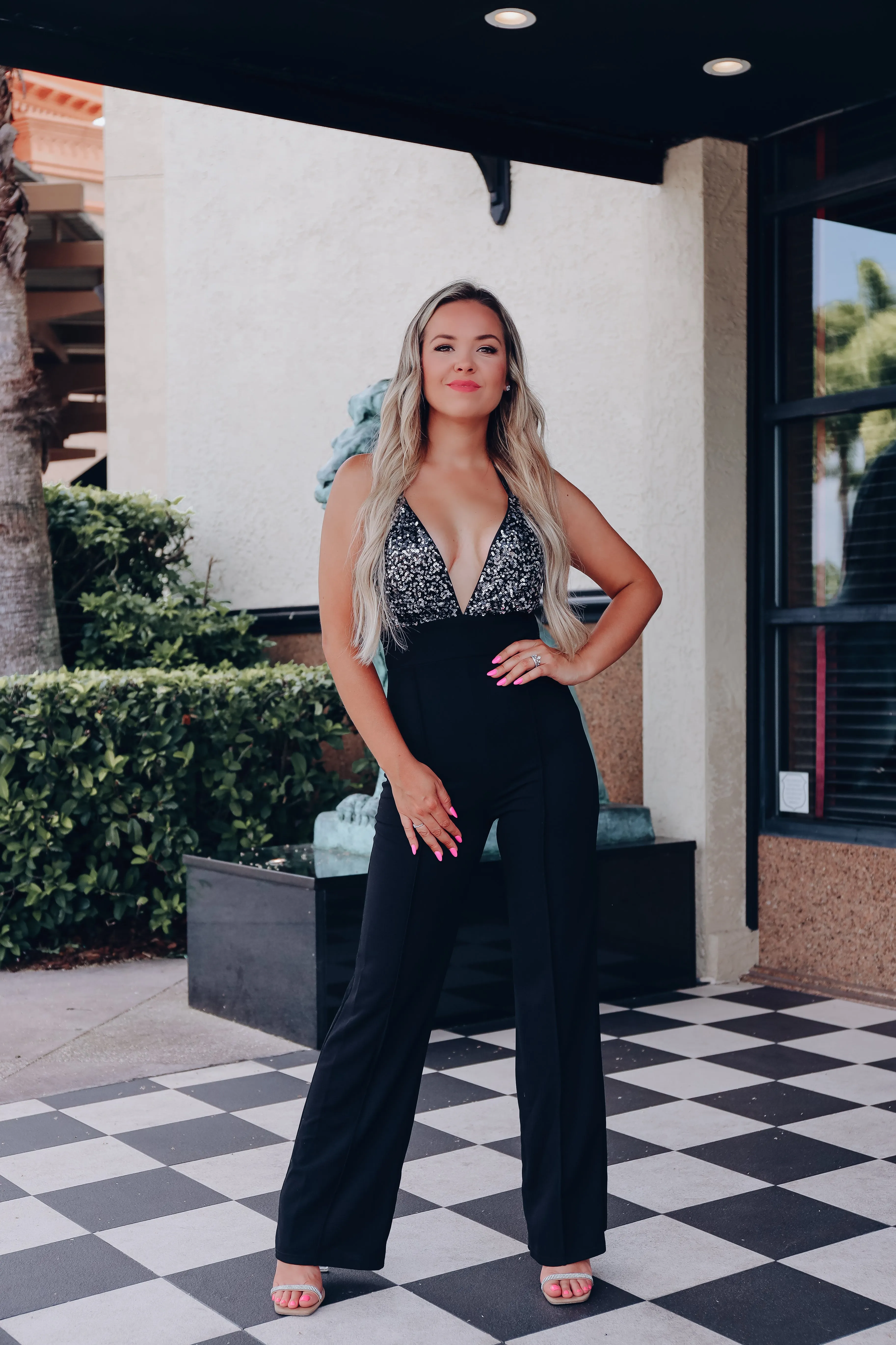 Broadway Sequin Top Jumpsuit - Black