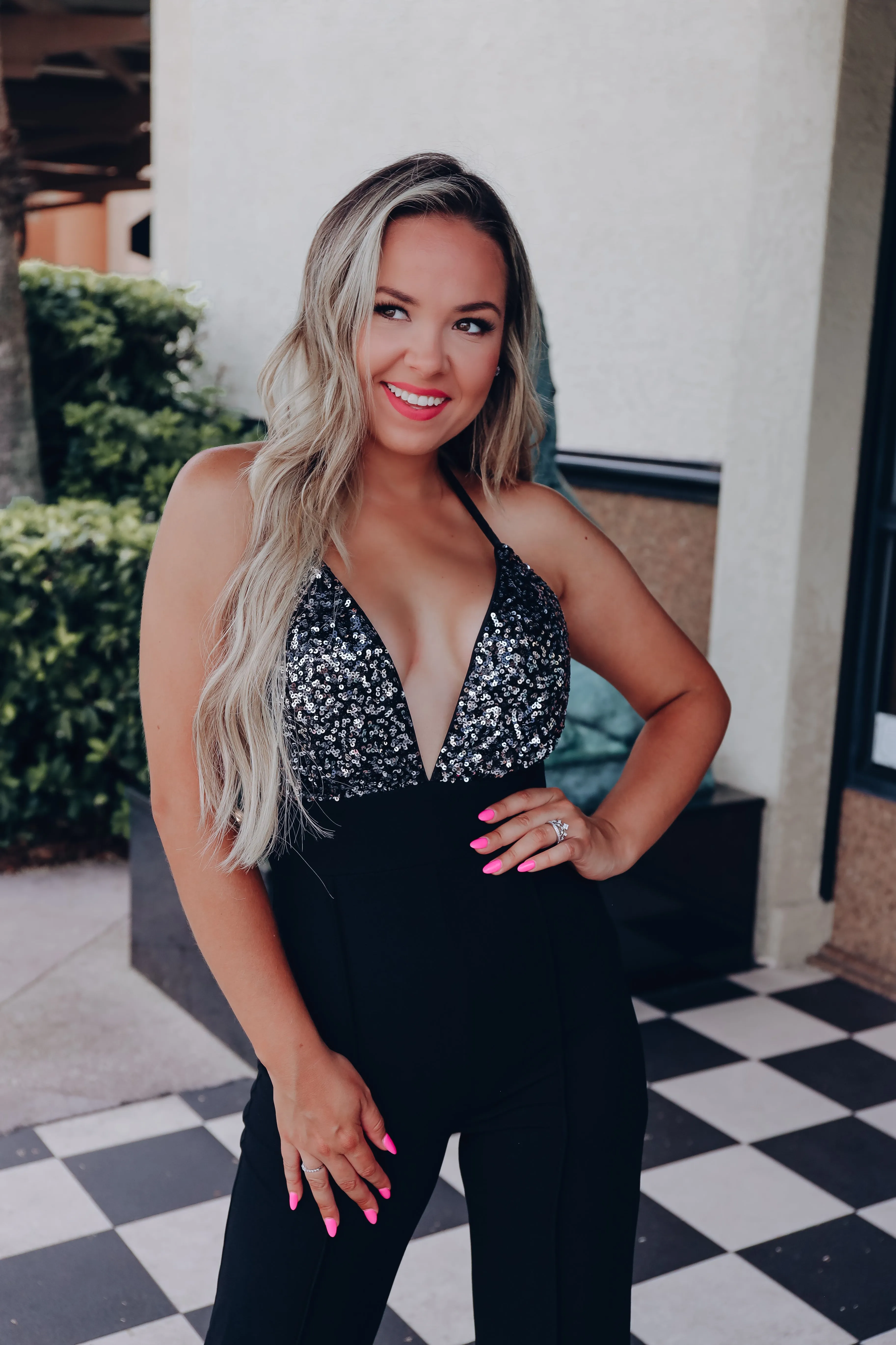 Broadway Sequin Top Jumpsuit - Black