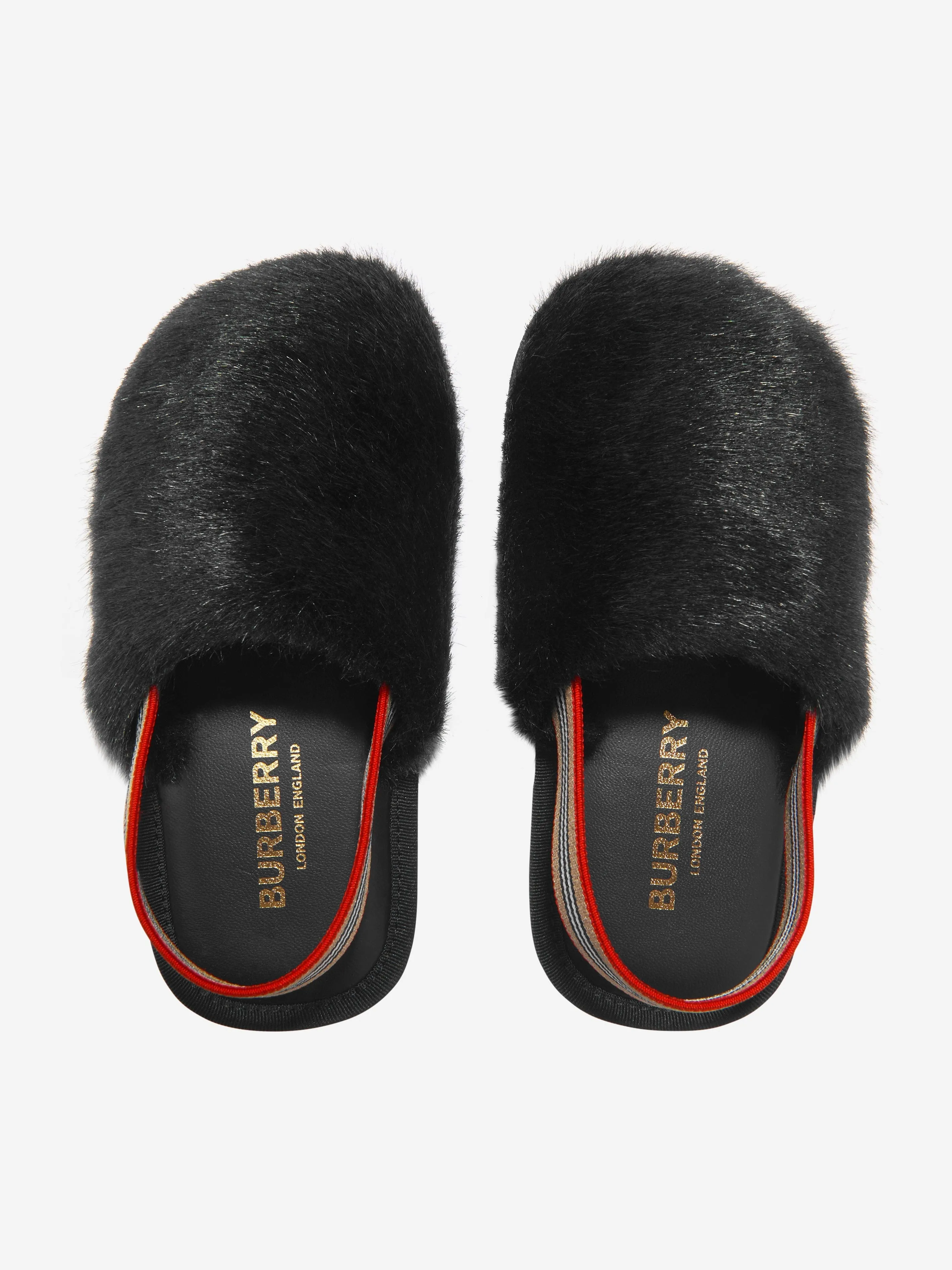 Burberry Kids Faux Fur Litherton Sandals