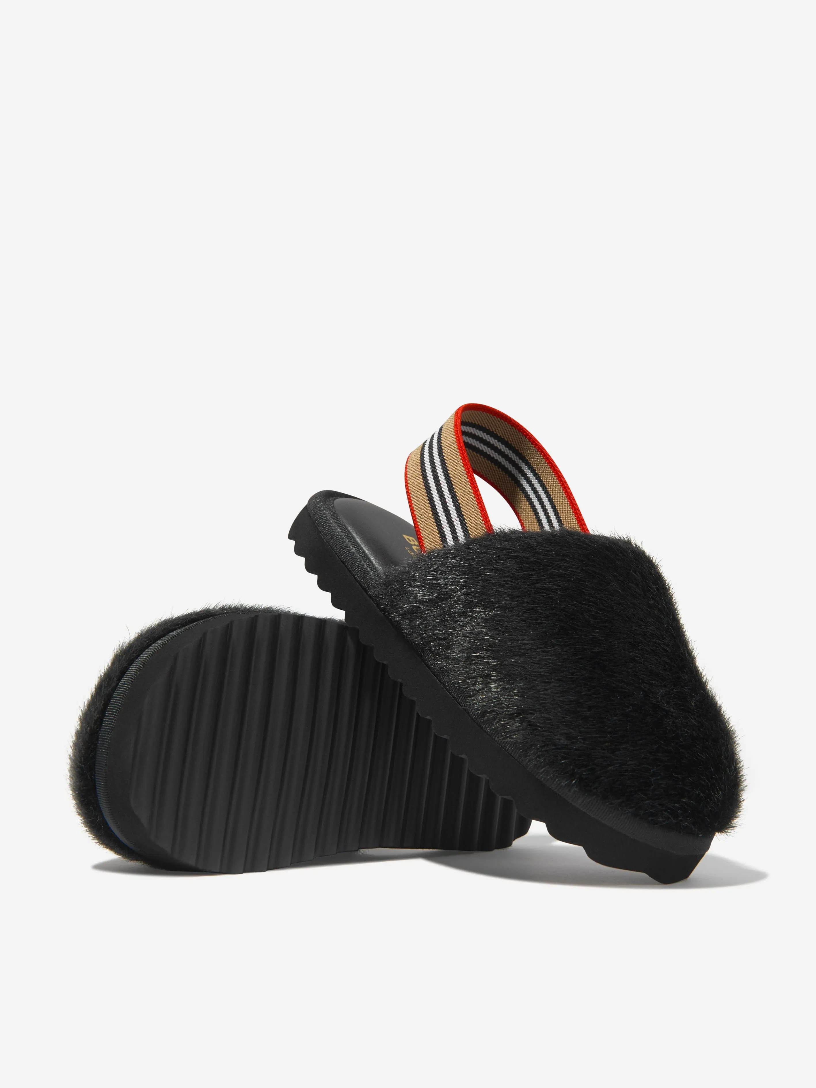 Burberry Kids Faux Fur Litherton Sandals