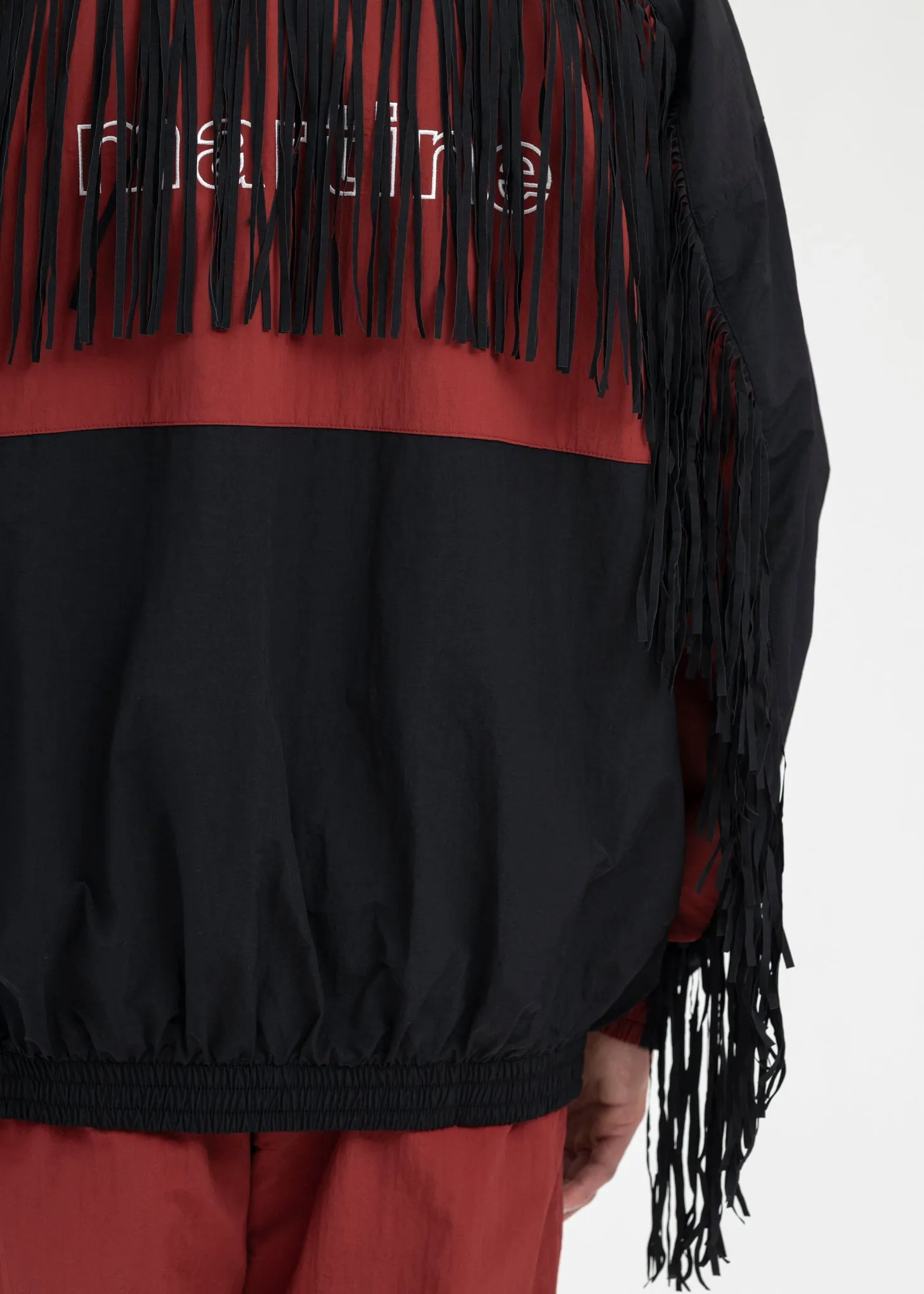BURGUNDY / BLACK / WHITE FRINGE TRACK JACKET