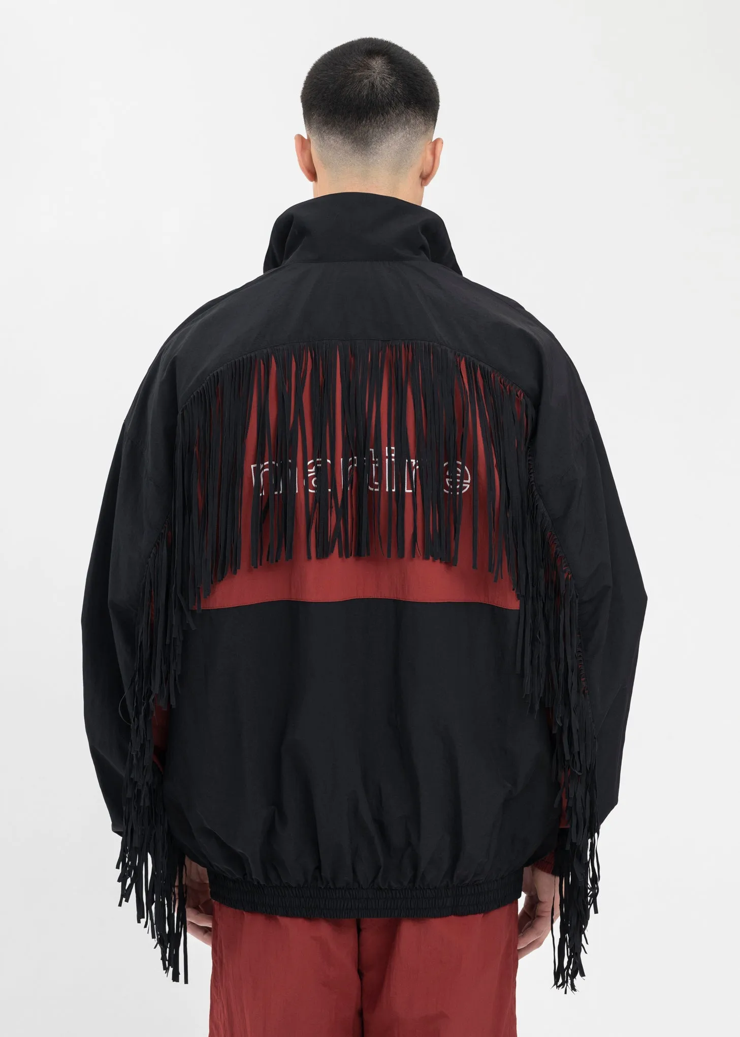 BURGUNDY / BLACK / WHITE FRINGE TRACK JACKET