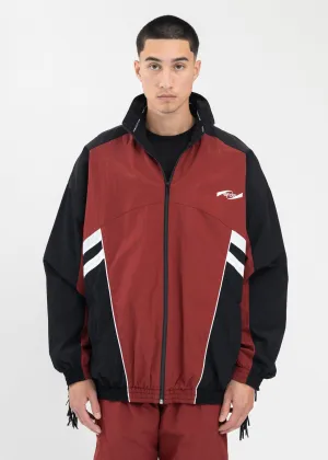 BURGUNDY / BLACK / WHITE FRINGE TRACK JACKET