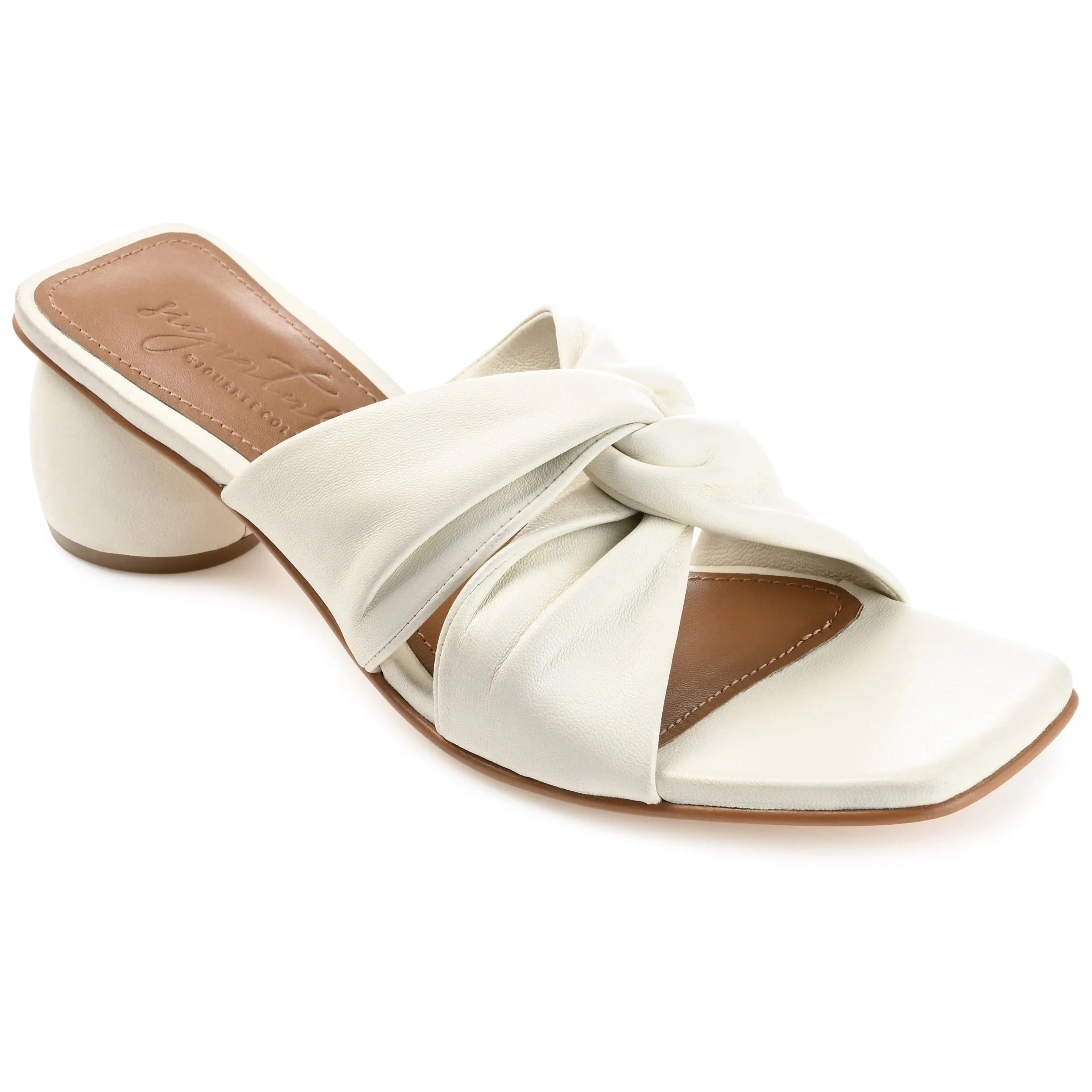CHARLIZE BLOCK HEEL MULES IN LEATHER
