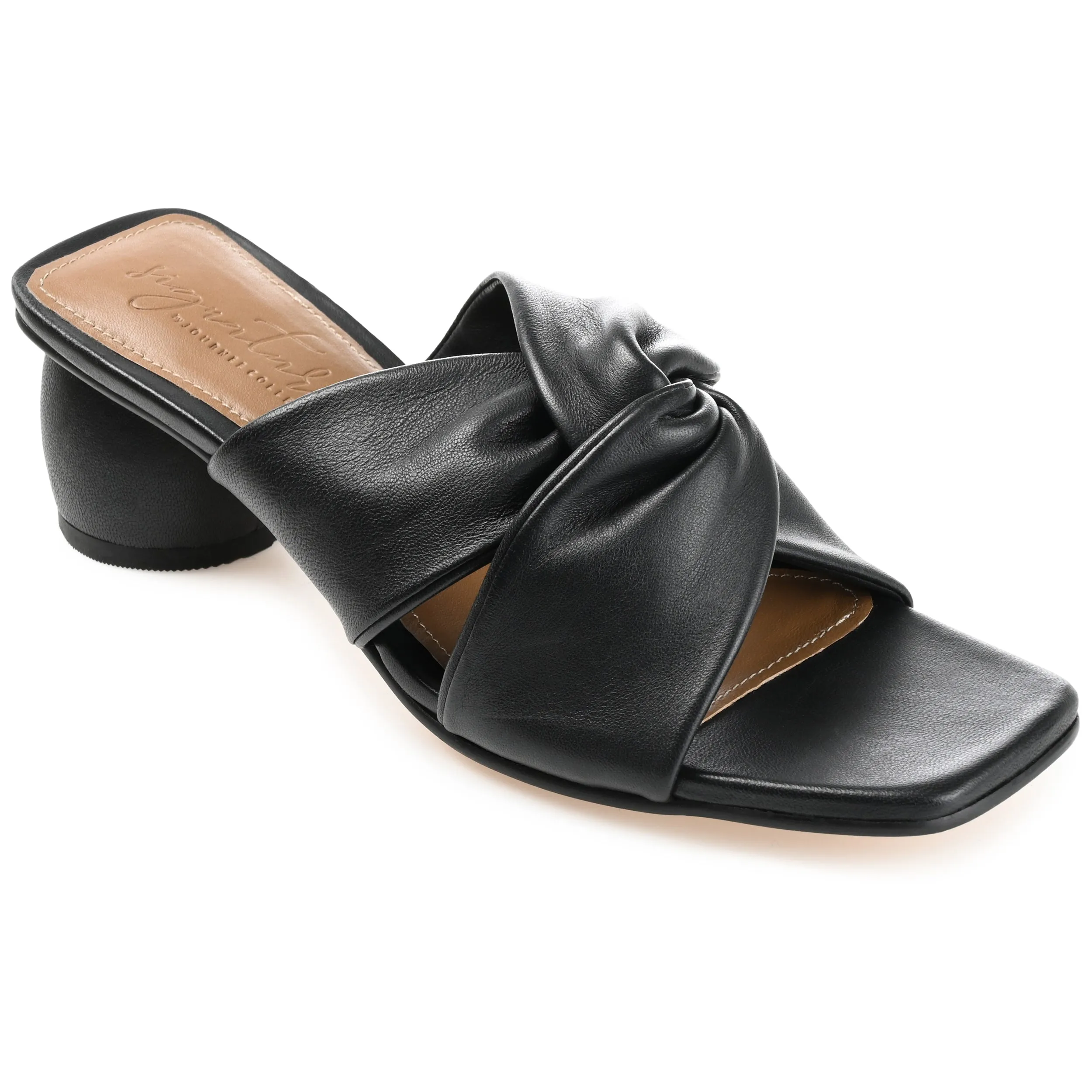 CHARLIZE BLOCK HEEL MULES IN LEATHER