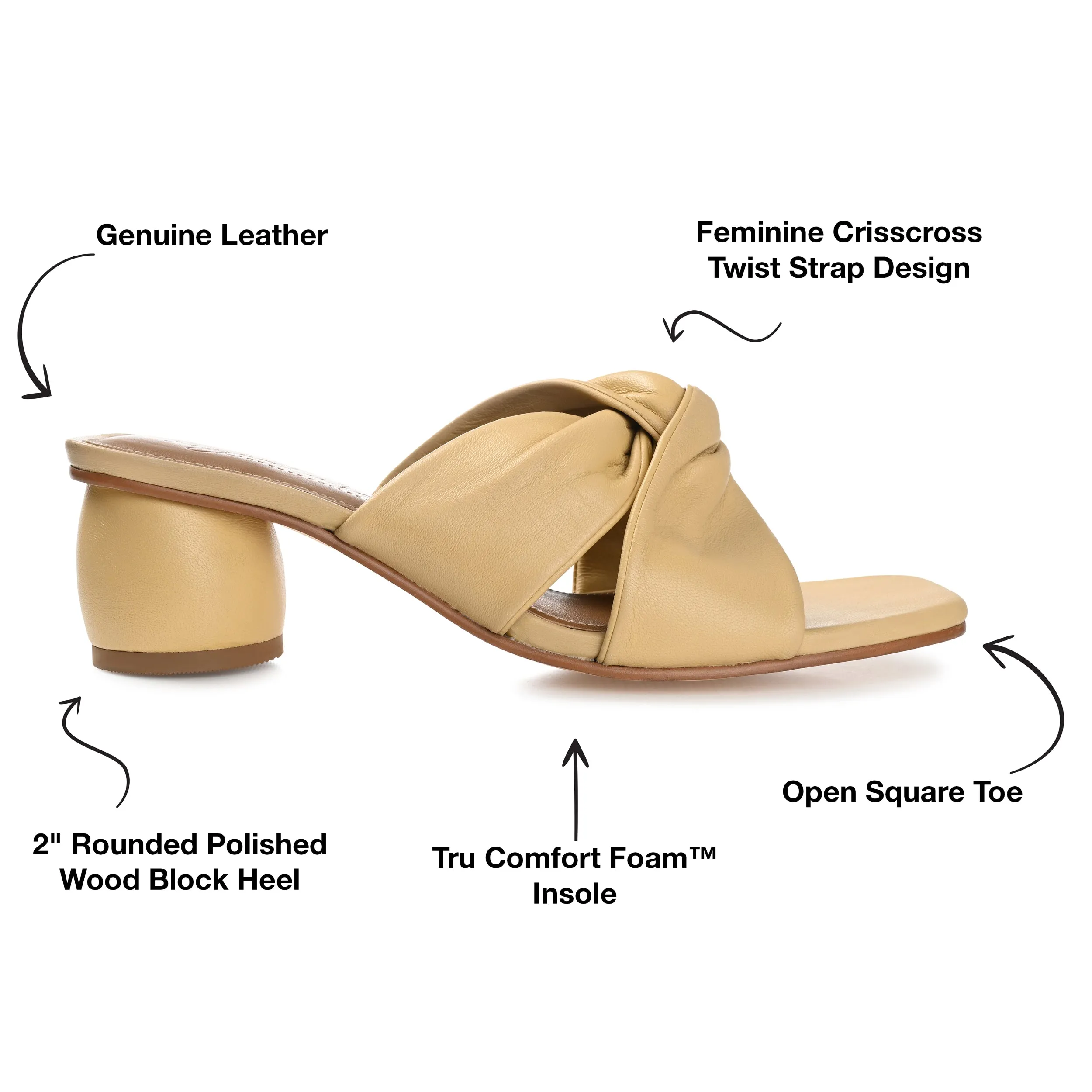 CHARLIZE BLOCK HEEL MULES IN LEATHER